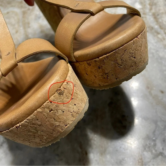 Jimmy Choo Leather and Kork Wedge Sandals Size 37.5 - Picture 9 of 14